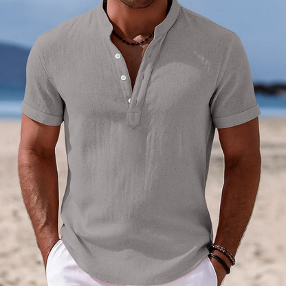 Marcus | Men's Short Sleeve Linen Henley Shirt
