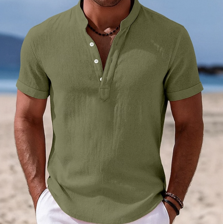 Marcus | Men's Short Sleeve Linen Henley Shirt