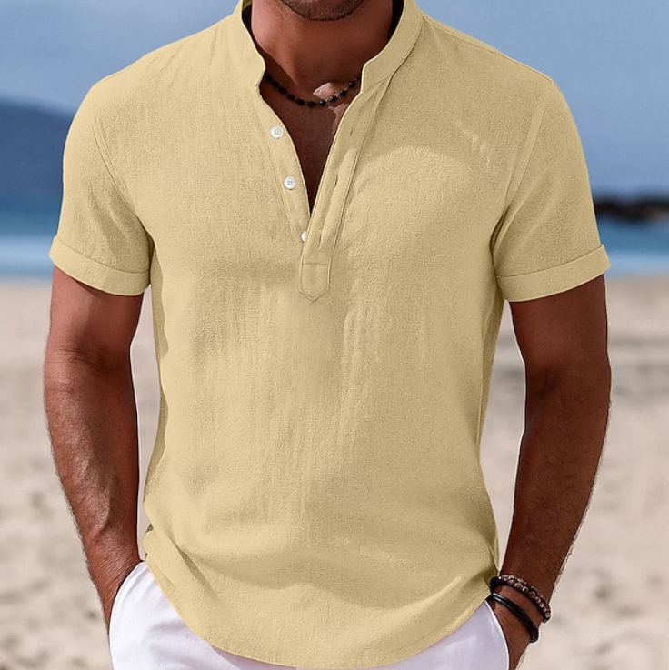 Marcus | Men's Short Sleeve Linen Henley Shirt