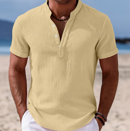Marcus | Men's Short Sleeve Linen Henley Shirt