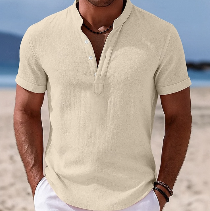 Marcus | Men's Short Sleeve Linen Henley Shirt