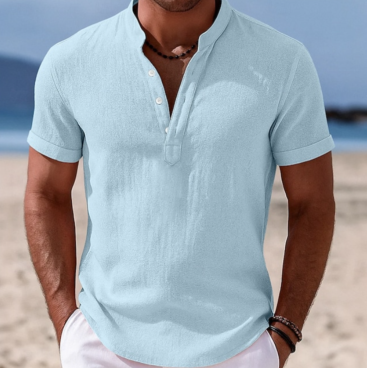 Marcus | Men's Short Sleeve Linen Henley Shirt