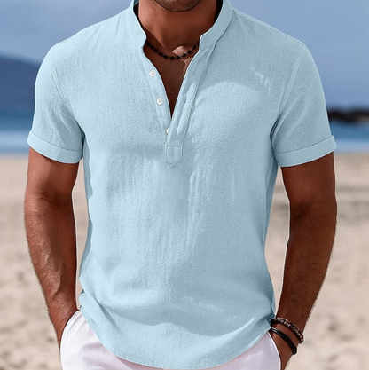 Marcus | Men's Short Sleeve Linen Henley Shirt