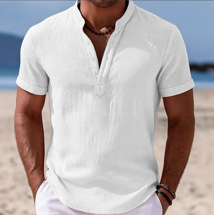 Marcus | Men's Short Sleeve Linen Henley Shirt