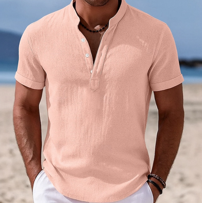 Marcus | Men's Short Sleeve Linen Henley Shirt