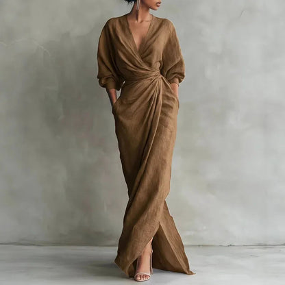 Marlowe | Women's Linen Wrap Maxi Dress