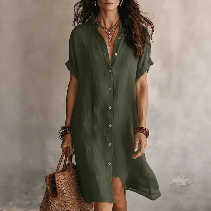 Marnie | Women's Linen Button-Up Shirt Dress