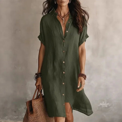 Marnie | Women's Linen Button-Up Shirt Dress