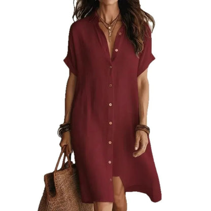 Marnie | Women's Linen Button-Up Shirt Dress