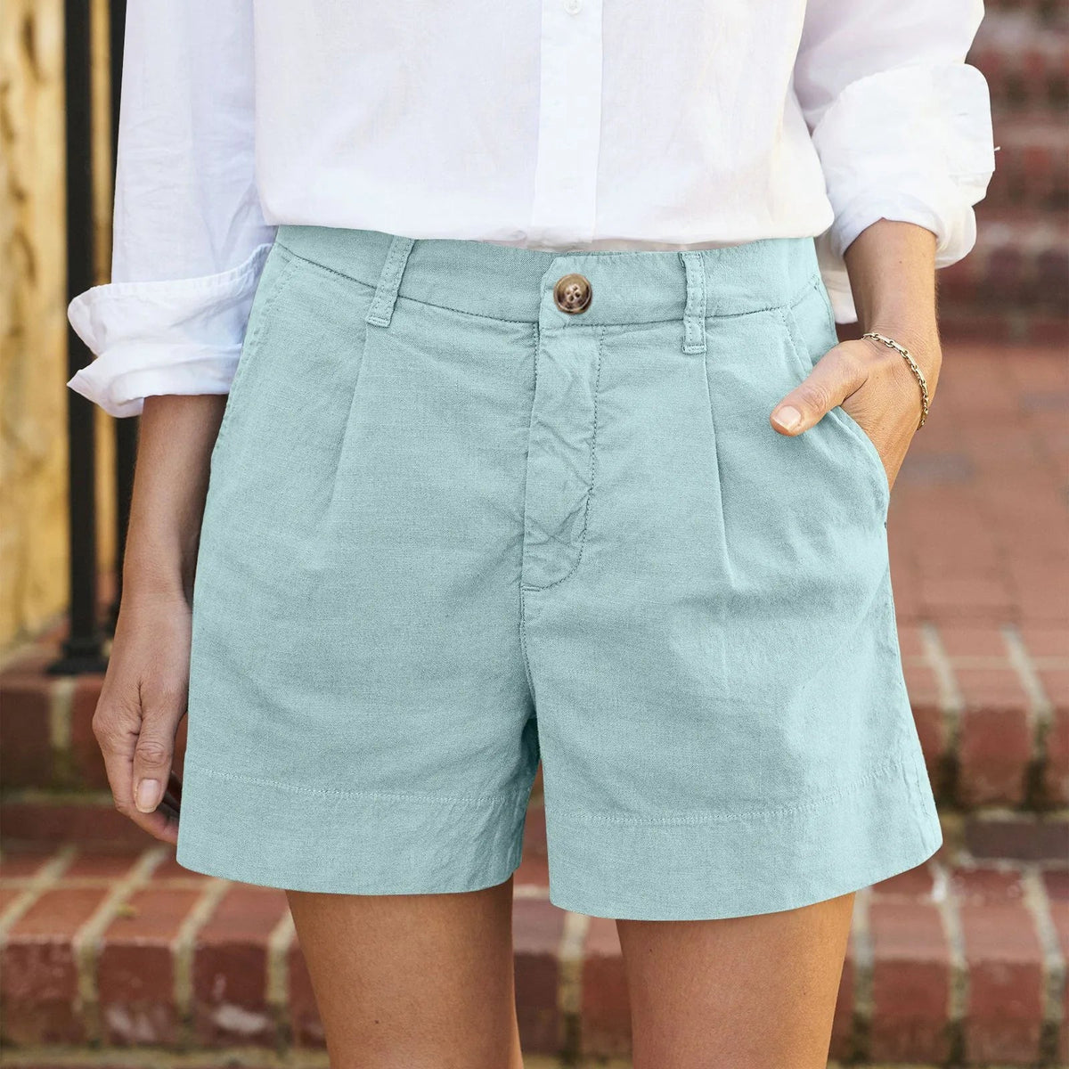 Pippa | Women's Pleated Linen Shorts