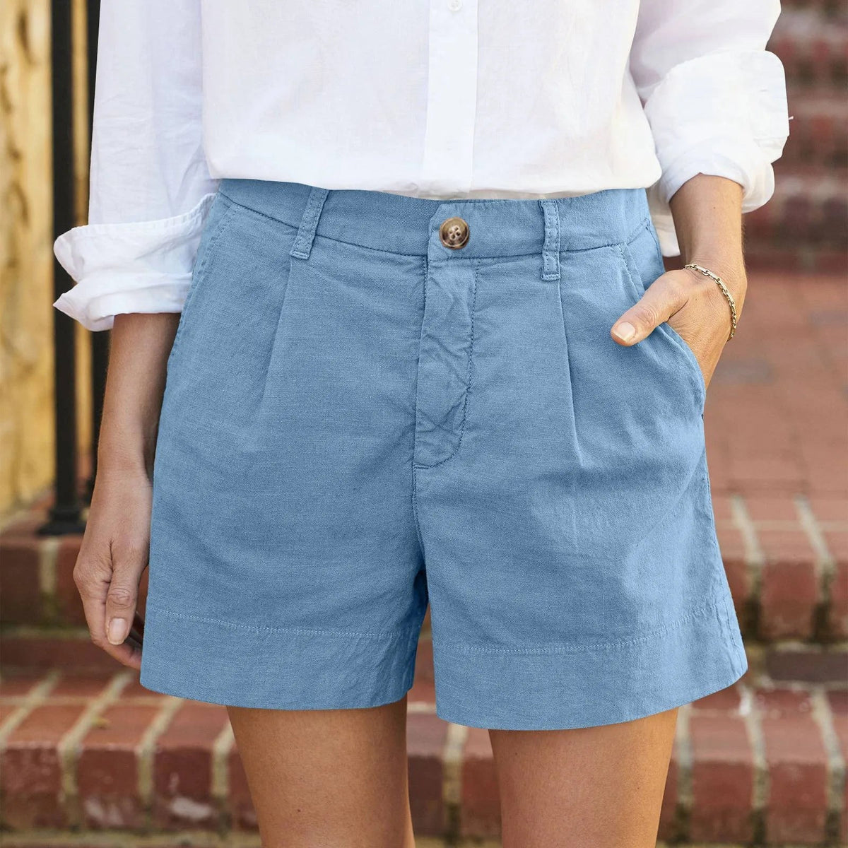 Pippa | Women's Pleated Linen Shorts