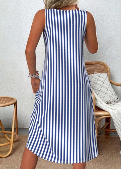 Ruby | Women's Striped Sleeveless Midi Dress