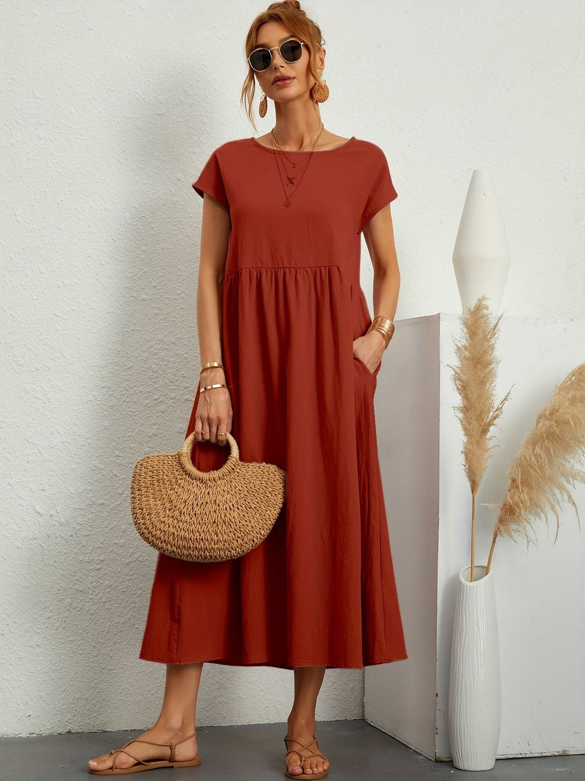 Tamsin | Women's Short Sleeve Midi Dress