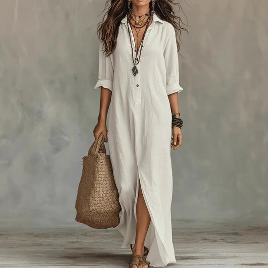 Willow | Women's Linen Maxi Shirt Dress