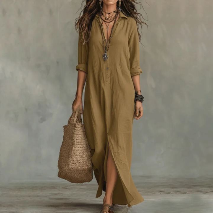 Willow | Women's Linen Maxi Shirt Dress