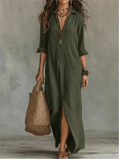 Willow | Women's Linen Maxi Shirt Dress