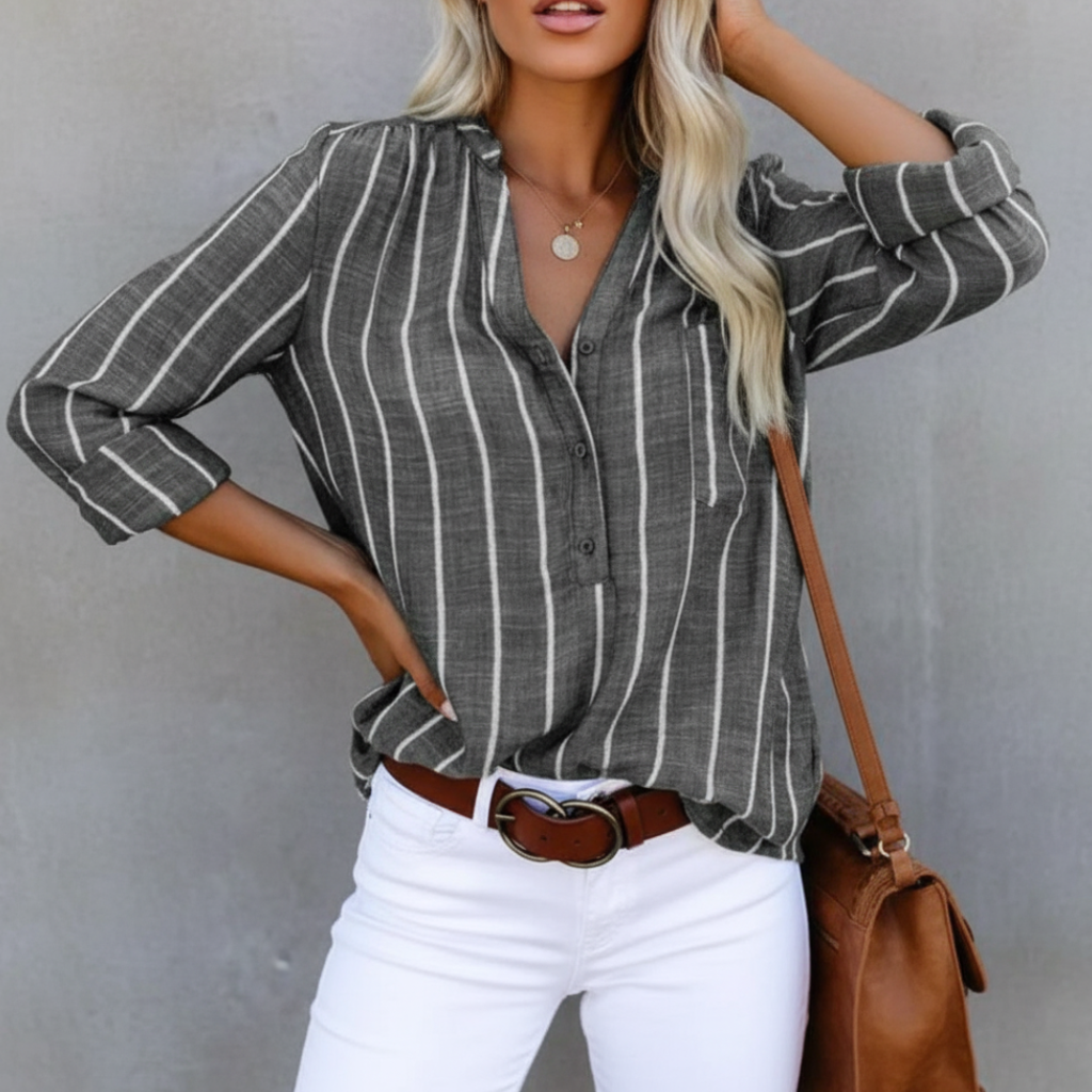 Wren | Women's Striped V-Neck Blouse