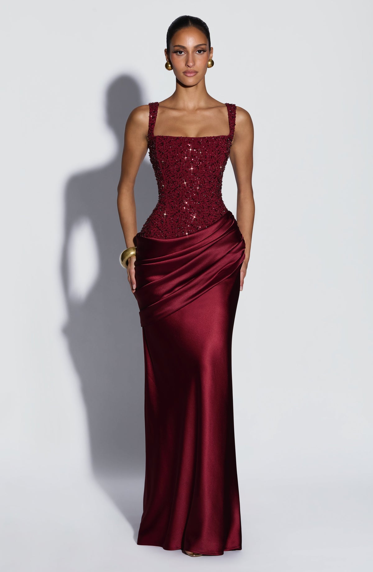 Zara | Women's Embellished Satin Maxi Dress