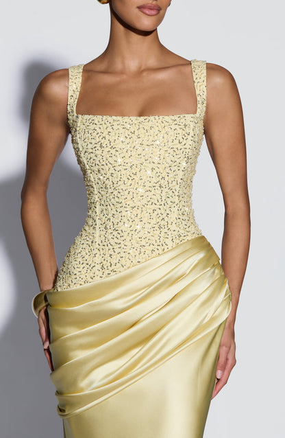 Zara | Women's Embellished Satin Maxi Dress