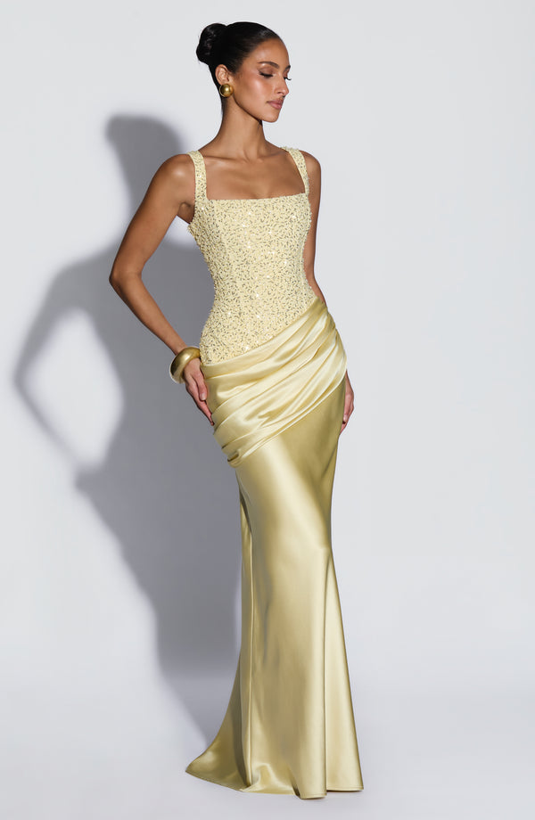 Zara | Women's Embellished Satin Maxi Dress