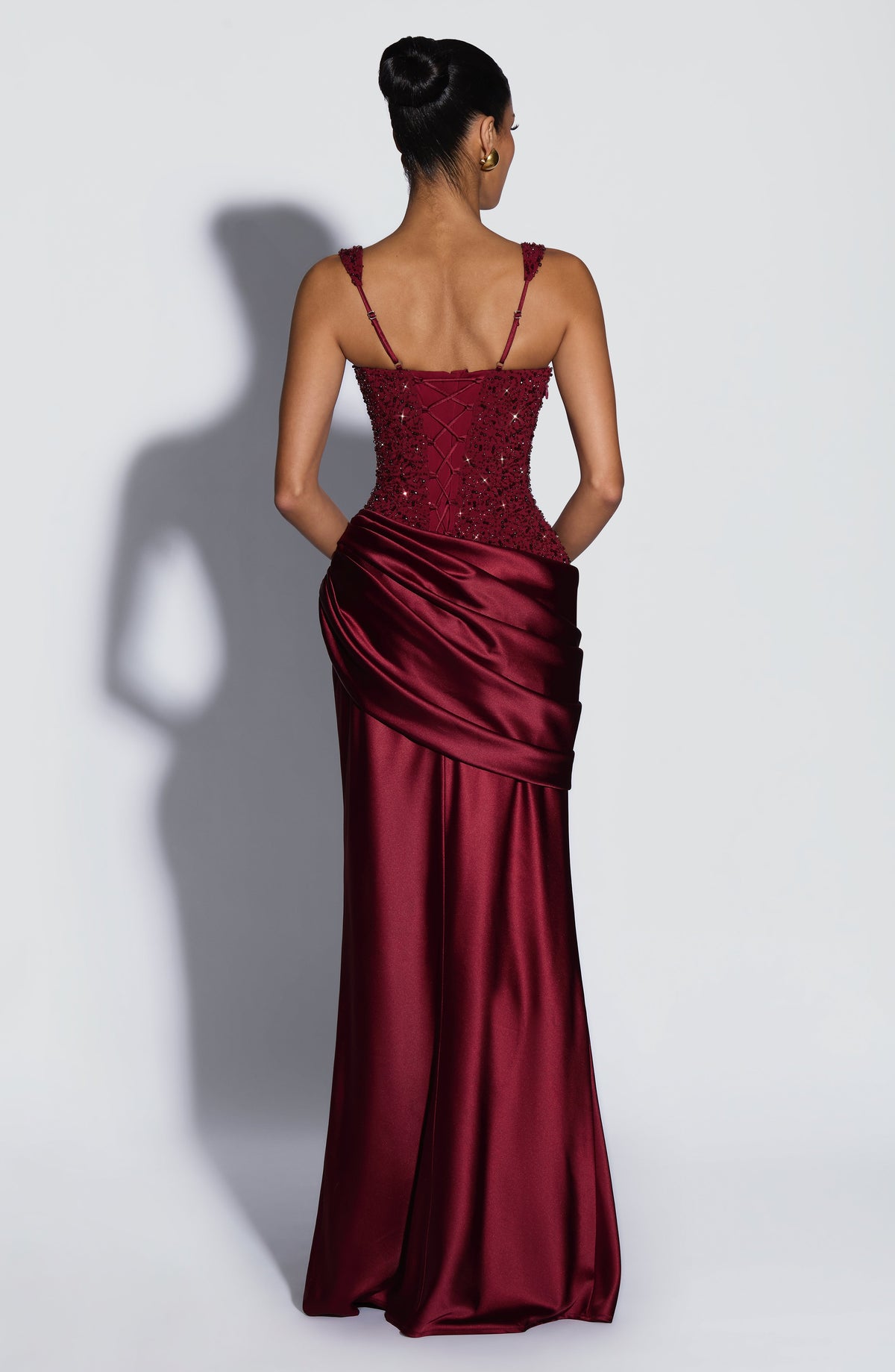 Zara | Women's Embellished Satin Maxi Dress