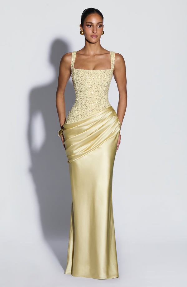 Zara | Women's Embellished Satin Maxi Dress