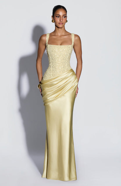 Zara | Women's Embellished Satin Maxi Dress