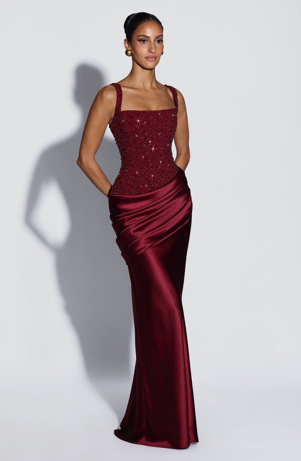 Zara | Women's Embellished Satin Maxi Dress