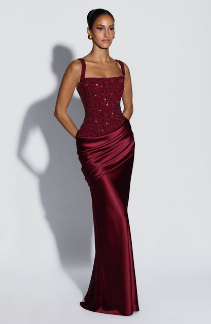 Zara | Women's Embellished Satin Maxi Dress