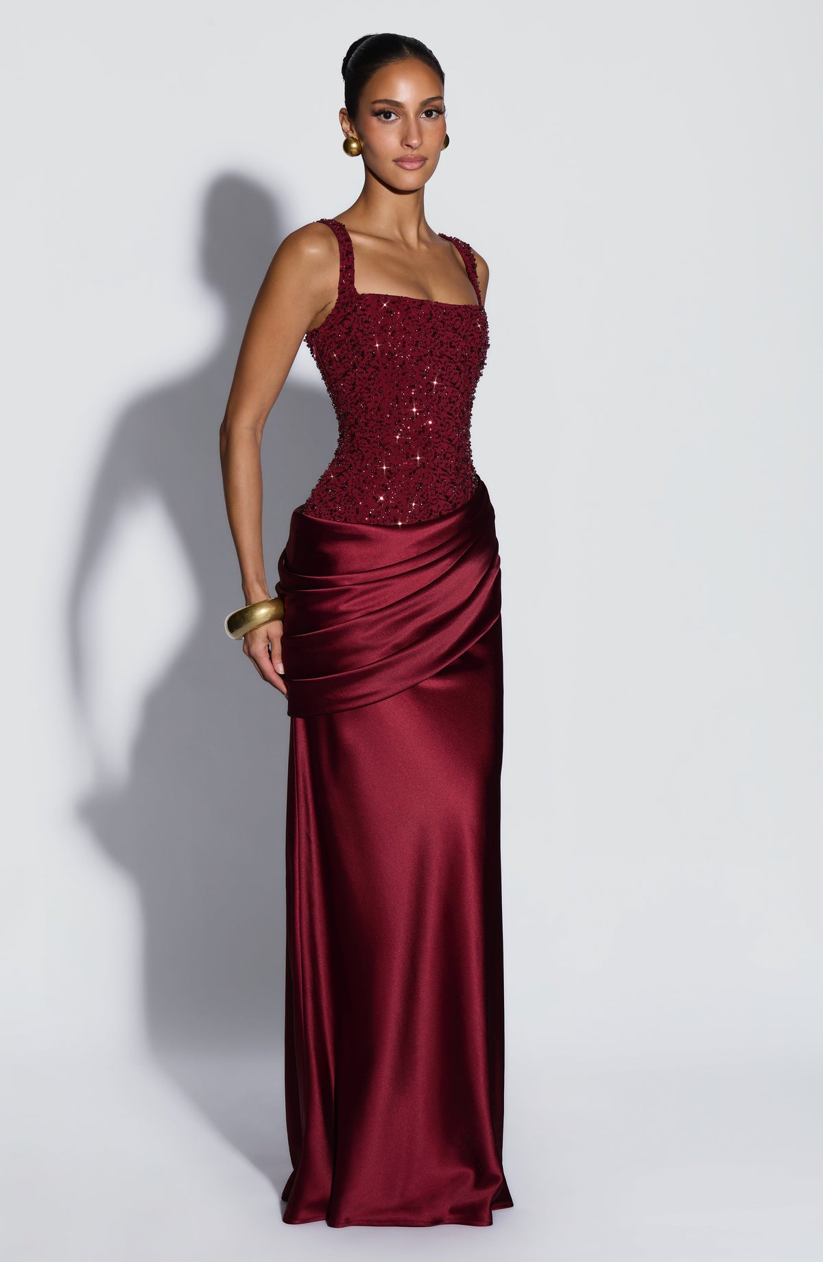 Zara | Women's Embellished Satin Maxi Dress