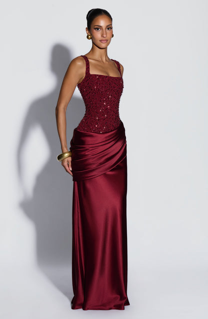 Zara | Women's Embellished Satin Maxi Dress