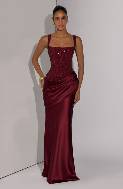 Zara | Women's Embellished Satin Maxi Dress